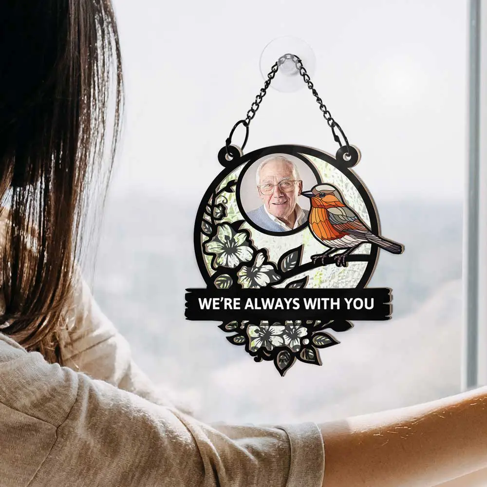 Custom Photo Although You Cannot See Me I'm Always With You Memorial - Personalized Window Hanging Suncatcher Ornament - Image 4