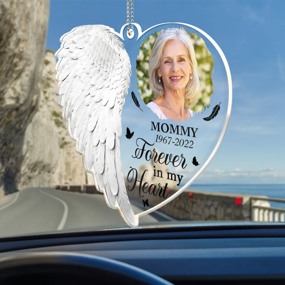 Custom Photo Although You Cannot See Me I'm Always With You - Personalized Acrylic Car Hanger - Image 2