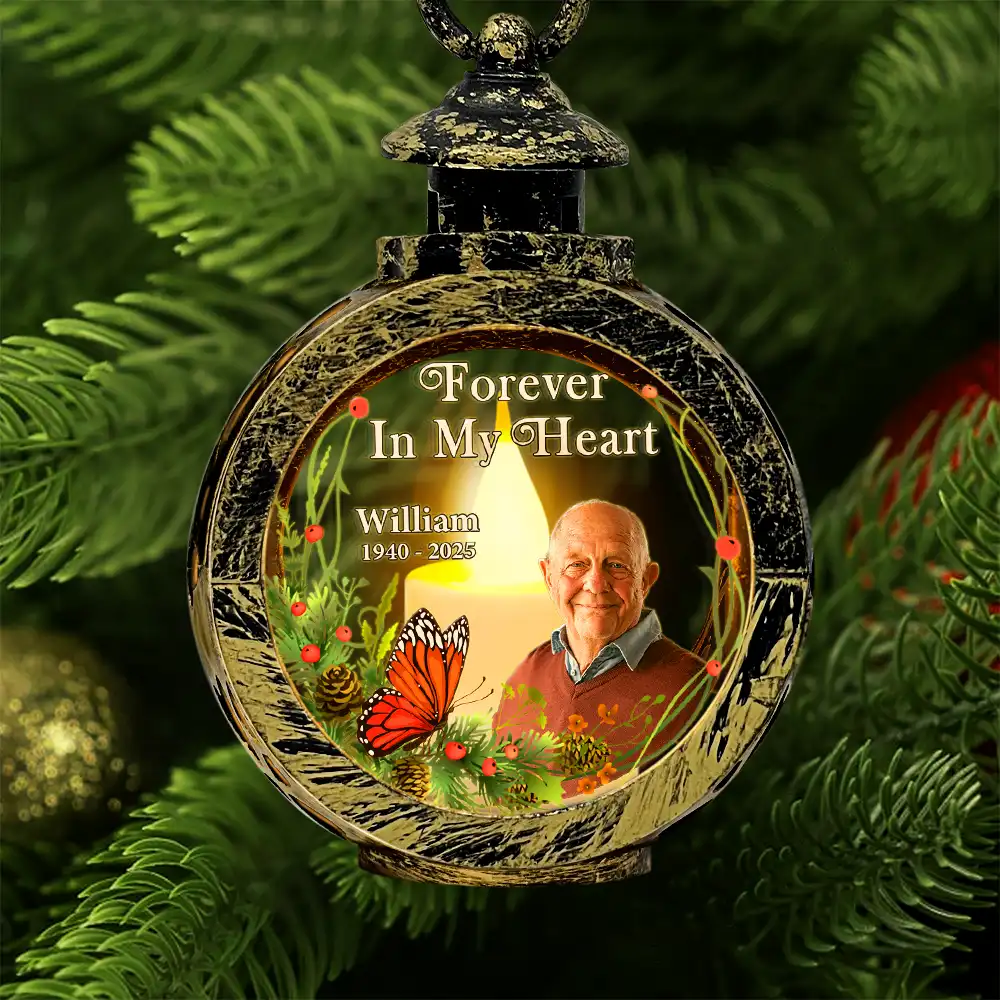 Custom Photo Although You Cannot See Me I'm Always With You - Personalized Candlelight Lantern Ornament - Image 3