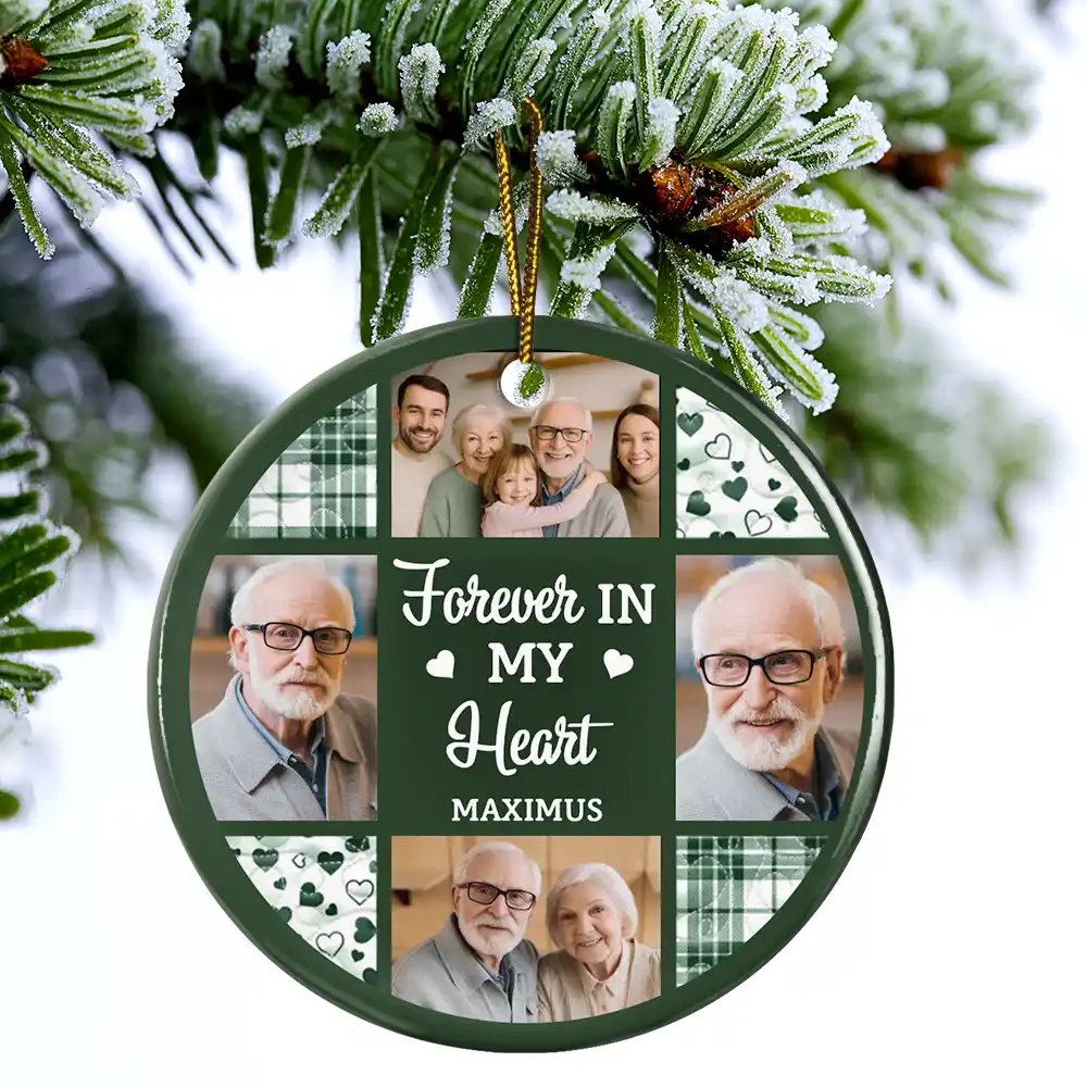 Custom Photo Although You Cannot See Me I'm Always With You - Personalized Circle Ceramic Ornament - Image 4