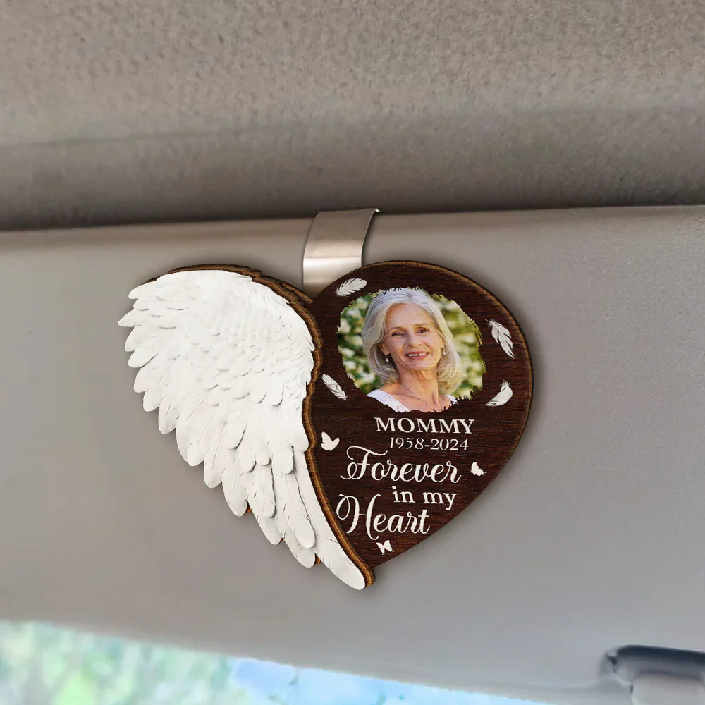Custom Photo Although You Cannot See Me I'm Always With You - Personalized Custom Shaped Car Visor Clip - Image 2