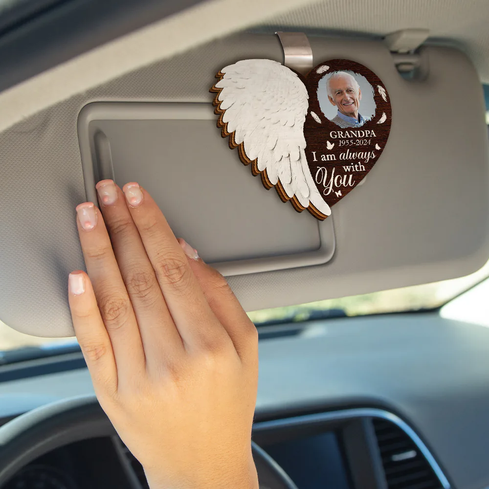 Custom Photo Although You Cannot See Me I'm Always With You - Personalized Custom Shaped Car Visor Clip - Image 4