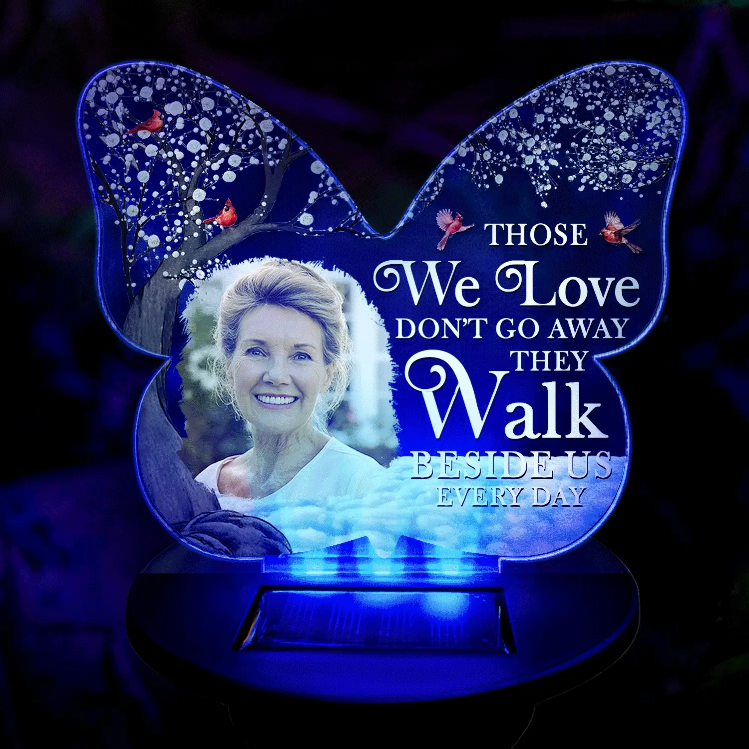 Custom Photo Although You Cannot See Me - Memorial Gift For Family, Friends, Siblings, Dad, Mom - Personalized Solar Light - Image 2