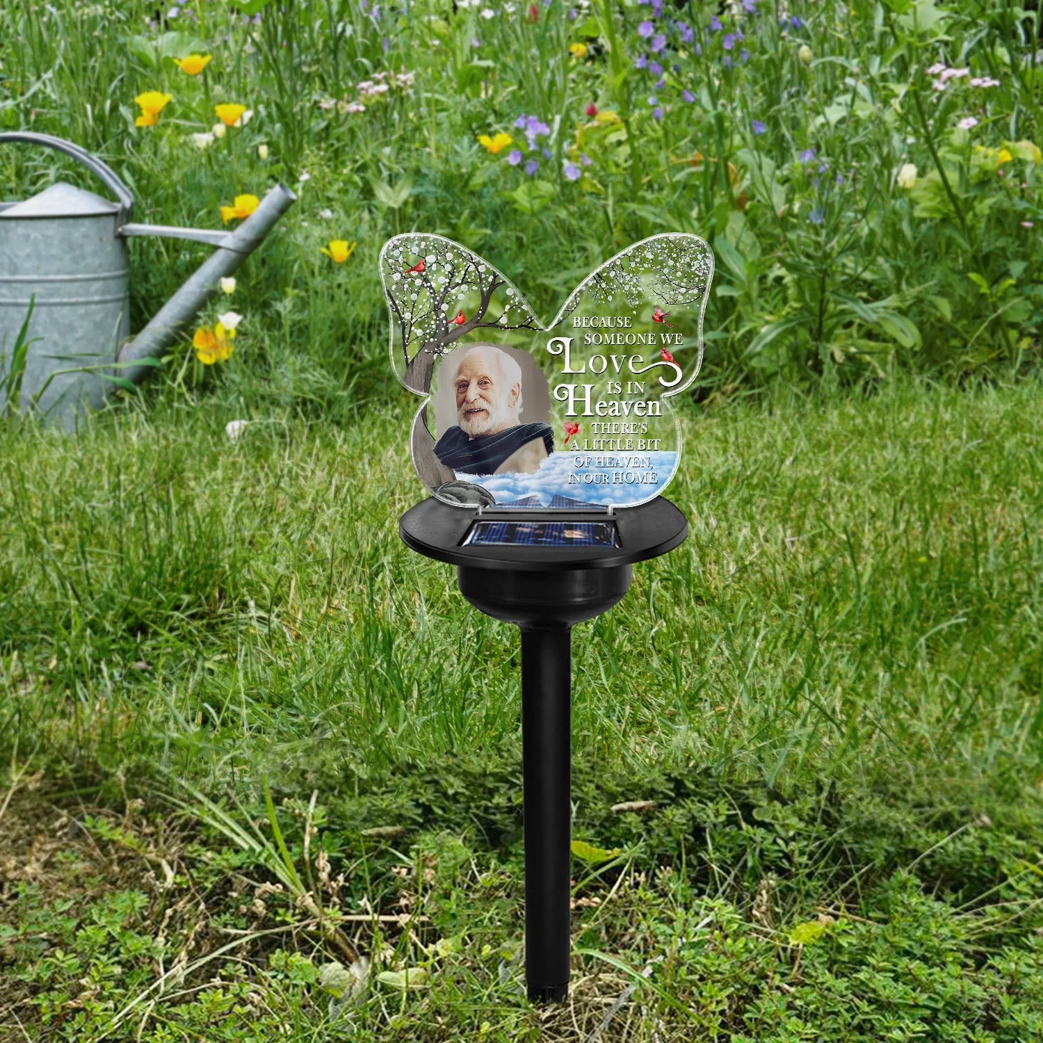 Custom Photo Although You Cannot See Me - Memorial Gift For Family, Friends, Siblings, Dad, Mom - Personalized Solar Light - Image 4