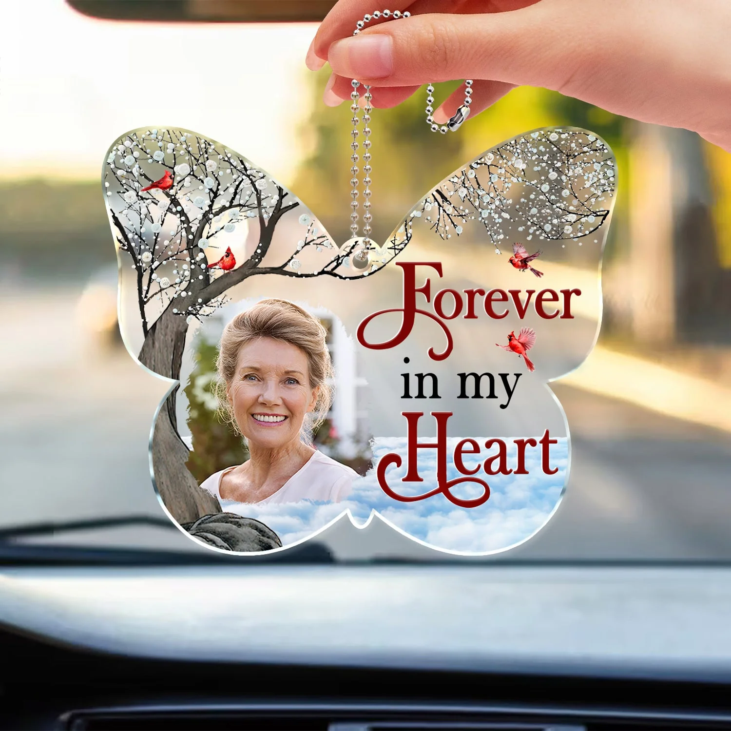 Custom Photo Although You Cannot See Me - Memorial Gift For Family, Siblings, Friends - Personalized Acrylic Car Hanger - Image 3