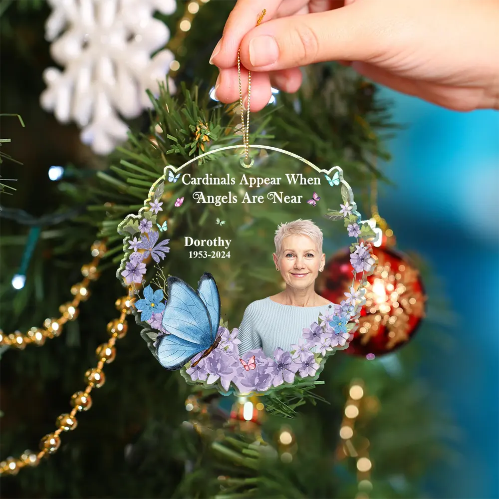 Custom Photo Although You Cannot See Me Memorial- Personalized Custom Shaped Acrylic Ornament - Image 5