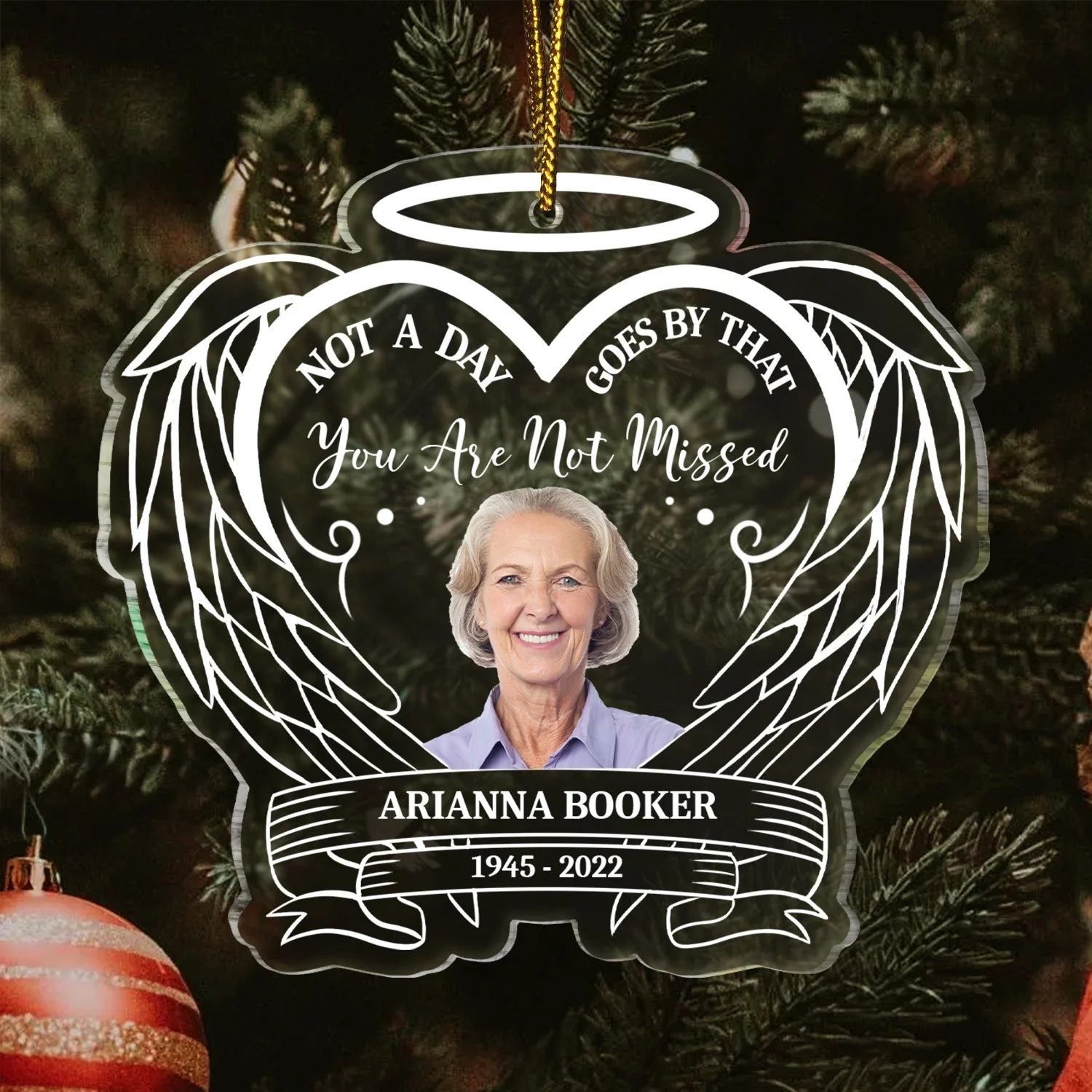 Custom Photo Always In Our Hearts - Christmas, Memorial Gift - Personalized Custom Shaped Acrylic Ornament - Image 4