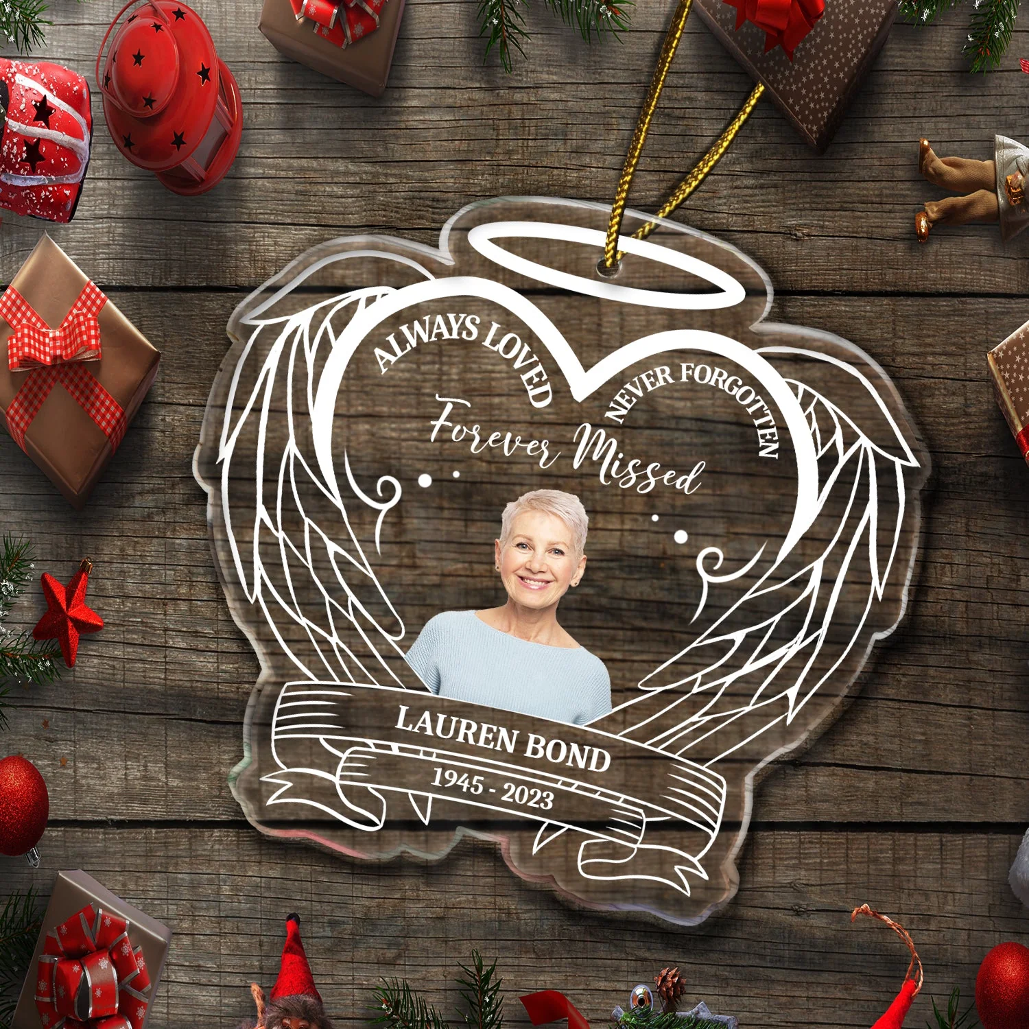Custom Photo Always In Our Hearts - Christmas, Memorial Gift - Personalized Custom Shaped Acrylic Ornament - Image 6