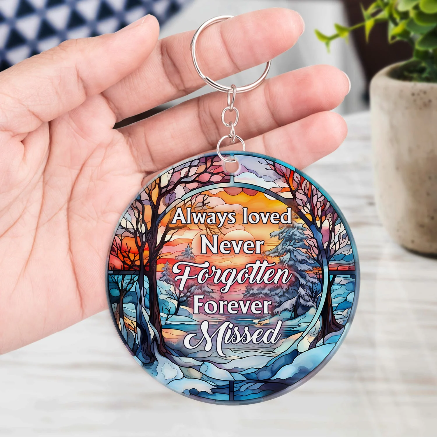 Custom Photo Always Loved Never Forgotten - Memorial Gift For Family - Personalized Acrylic Keychain - Image 4