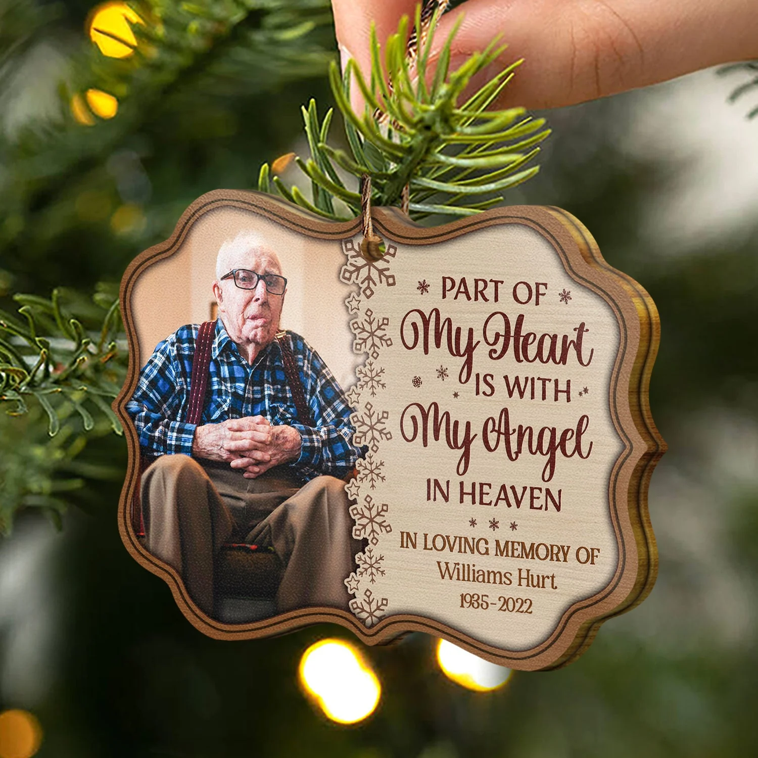 Custom Photo Always On My Mind Forever In My Heart - Memorial Gift For Family - Personalized Wooden Ornament - Image 2