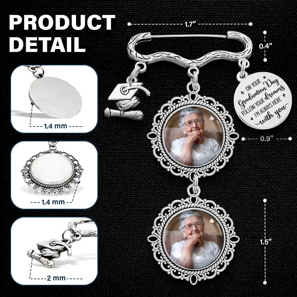 Custom Photo Always On My Mind, Forever In My Heart - Personalized Graduation Tassel Pin - Image 5