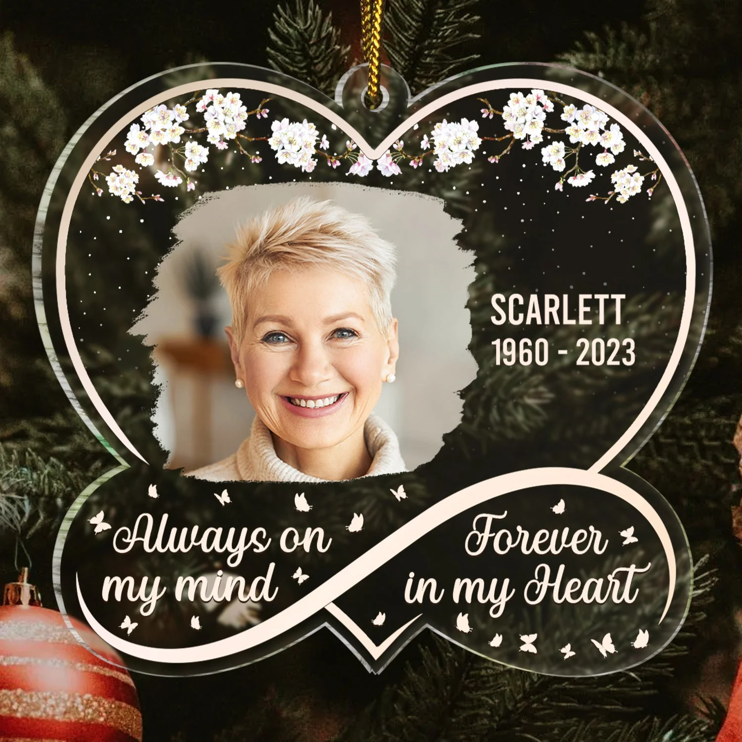 Custom Photo Always On My Mind - Memorial Gift - Personalized Custom Shaped Acrylic Ornament - Image 3