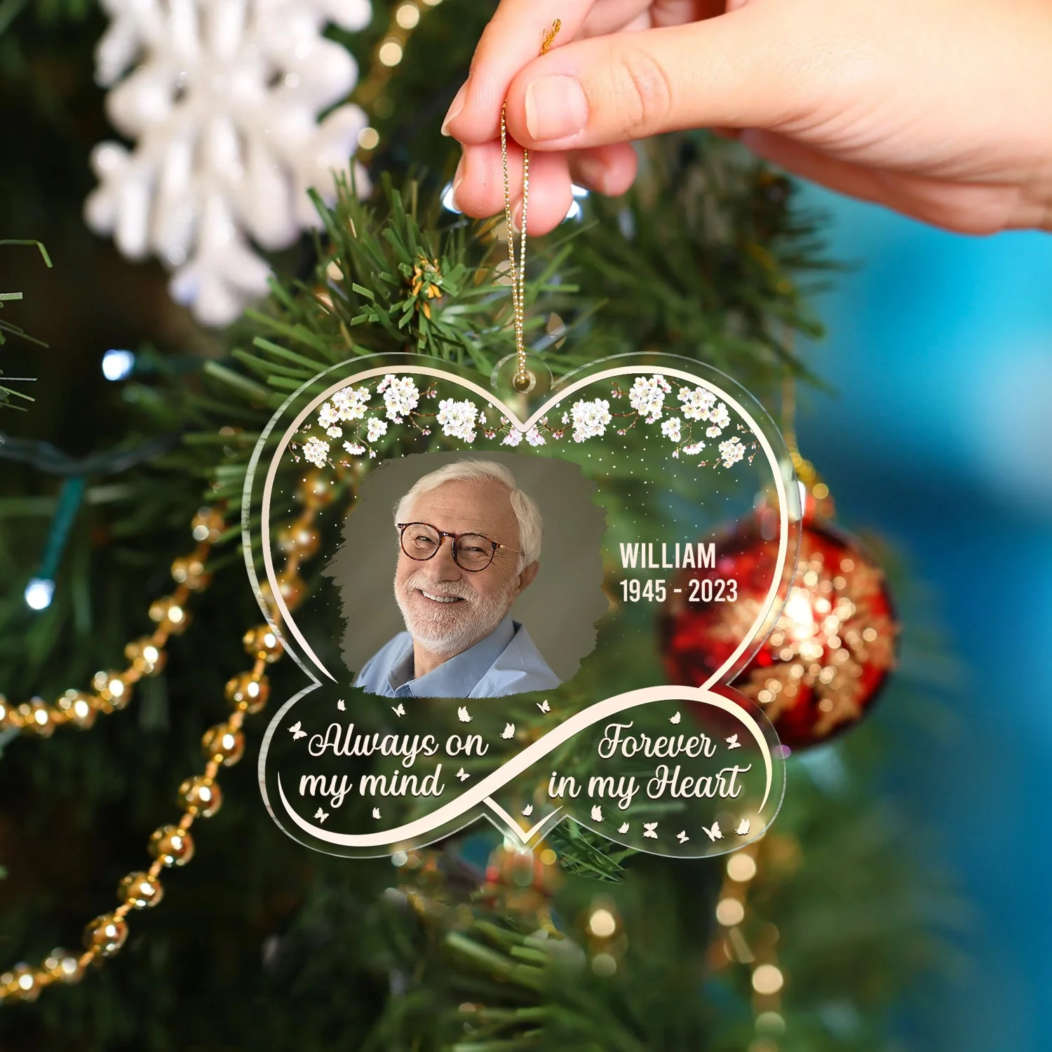 Custom Photo Always On My Mind - Memorial Gift - Personalized Custom Shaped Acrylic Ornament - Image 4