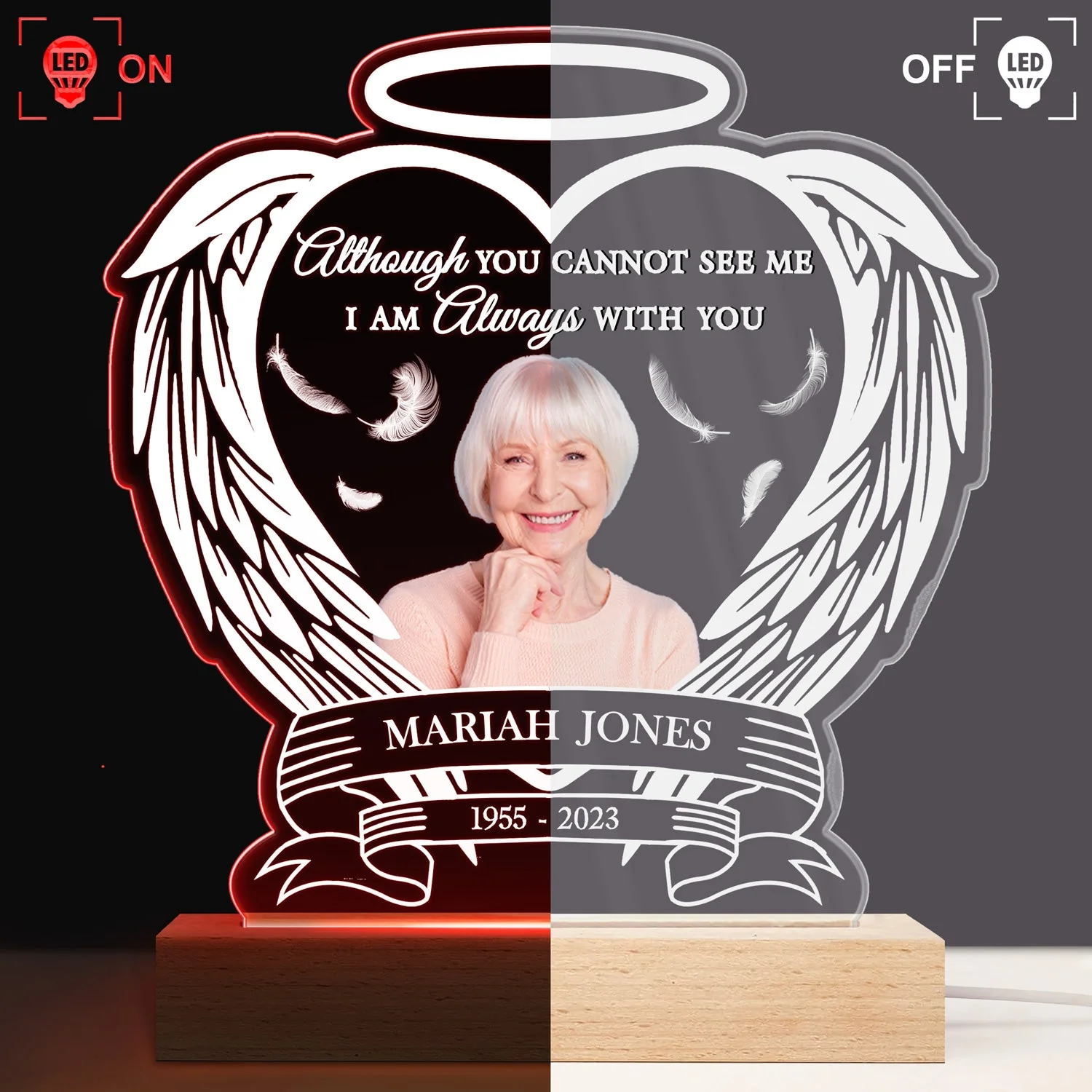 Custom Photo Always Shine In My Heart - Loving, Memorial Gift For Family, Siblings, Friends - Personalized 3D Led Light Wooden Base - Image 4