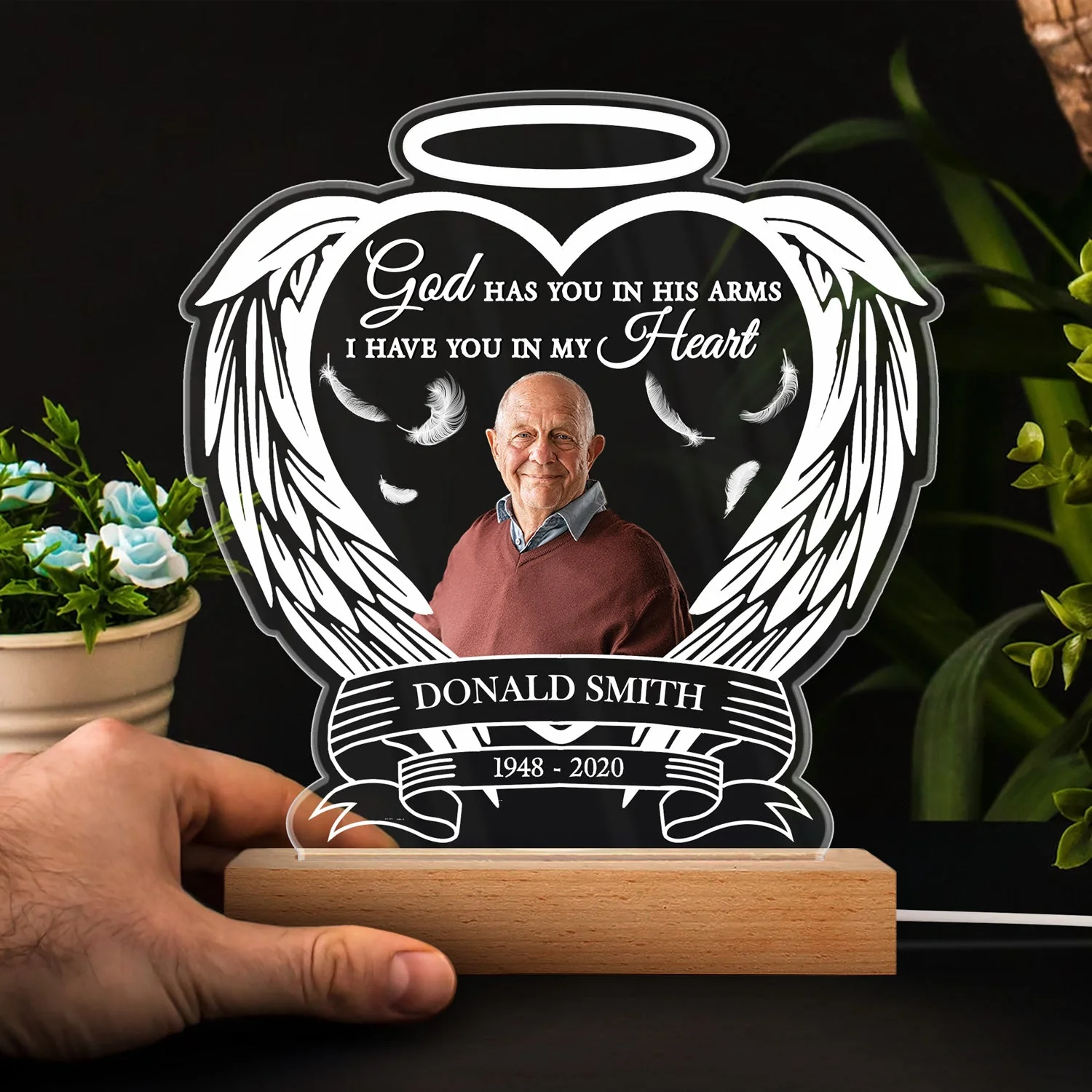 Custom Photo Always Shine In My Heart - Loving, Memorial Gift For Family, Siblings, Friends - Personalized 3D Led Light Wooden Base - Image 5