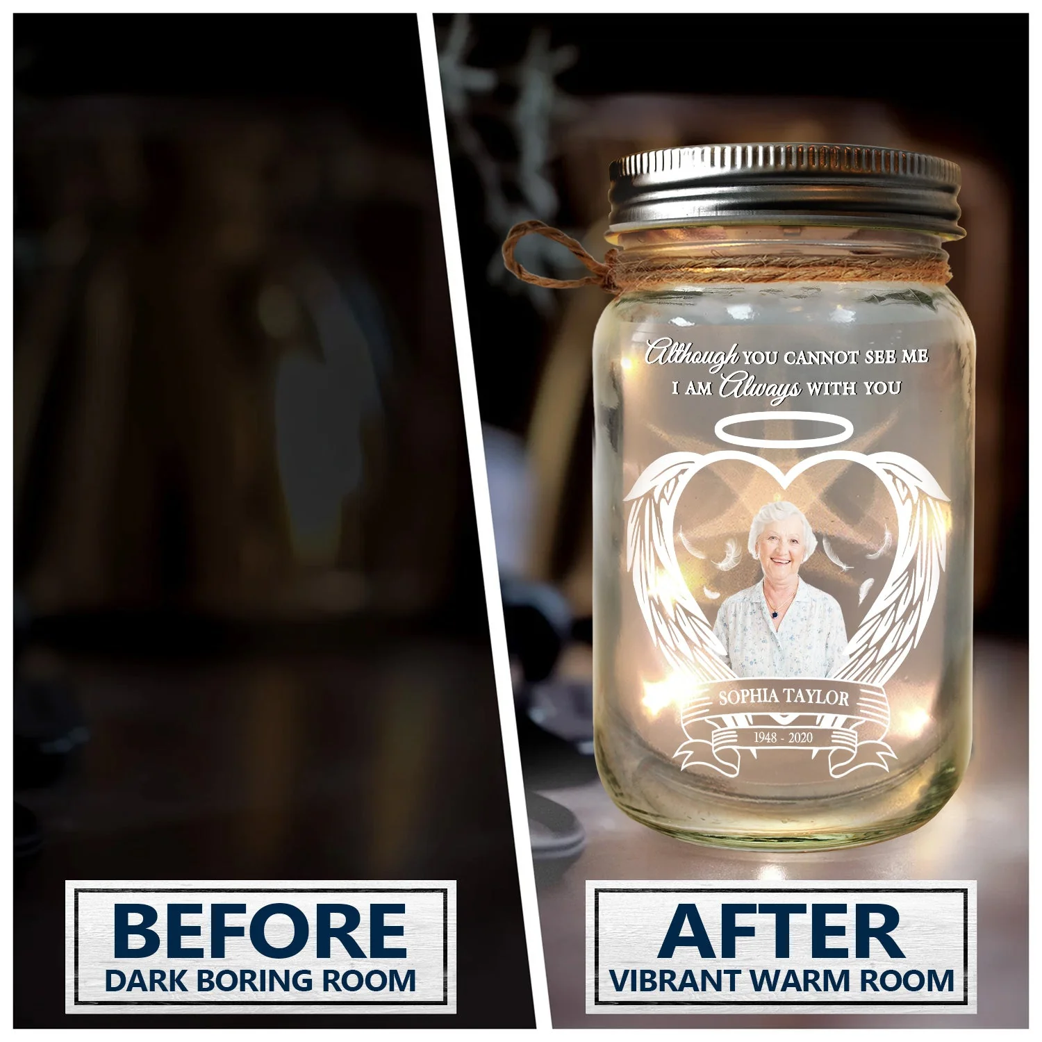 Custom Photo Always Shine In My Heart - Loving, Memorial Gift For Family, Siblings, Friends - Personalized Mason Jar Light - Image 4