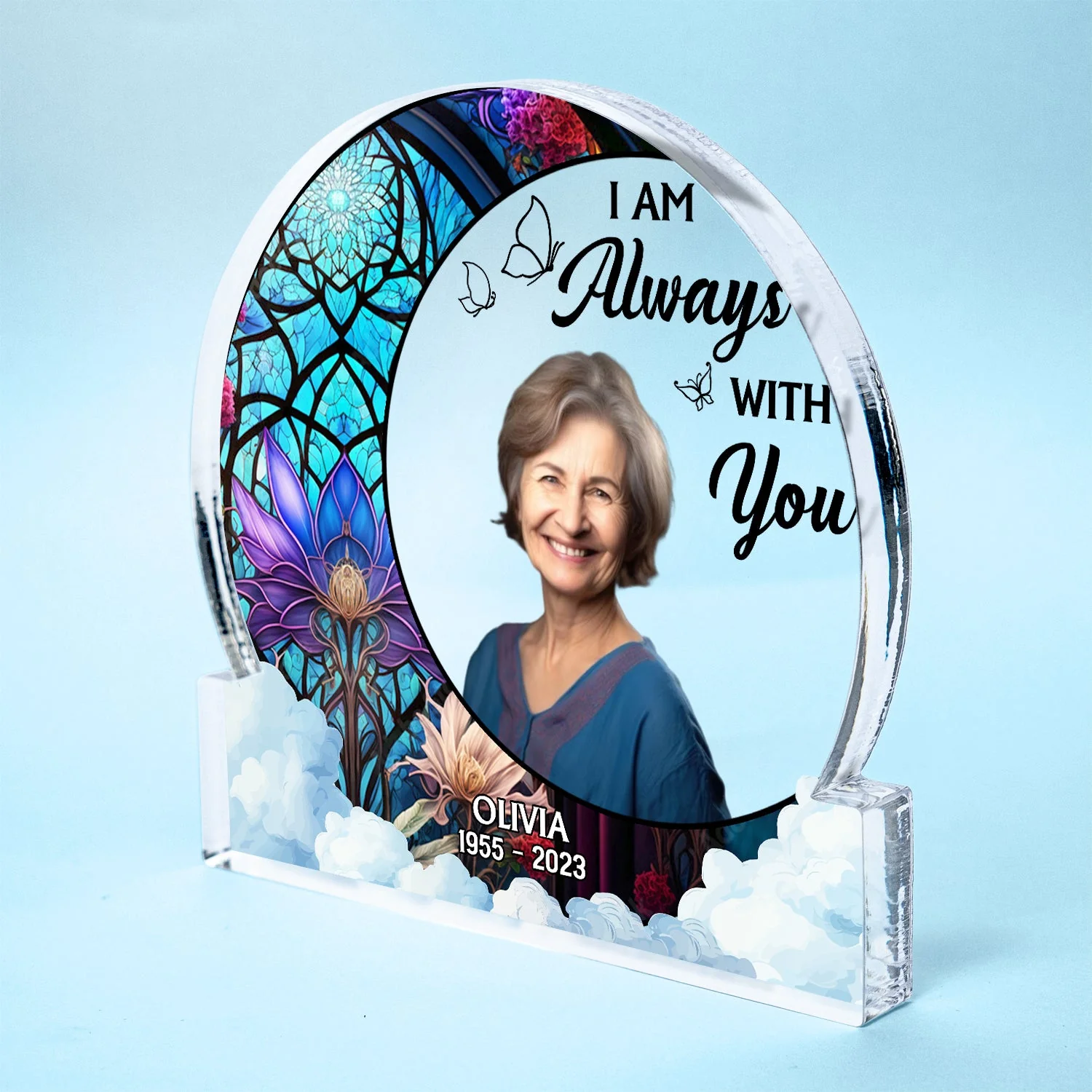 Custom Photo Always With You - Memorial Gift - Personalized Round Shaped Acrylic Plaque - Image 3