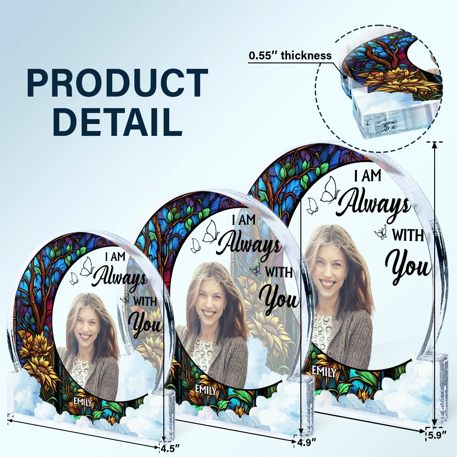 Custom Photo Always With You - Memorial Gift - Personalized Round Shaped Acrylic Plaque - Image 6