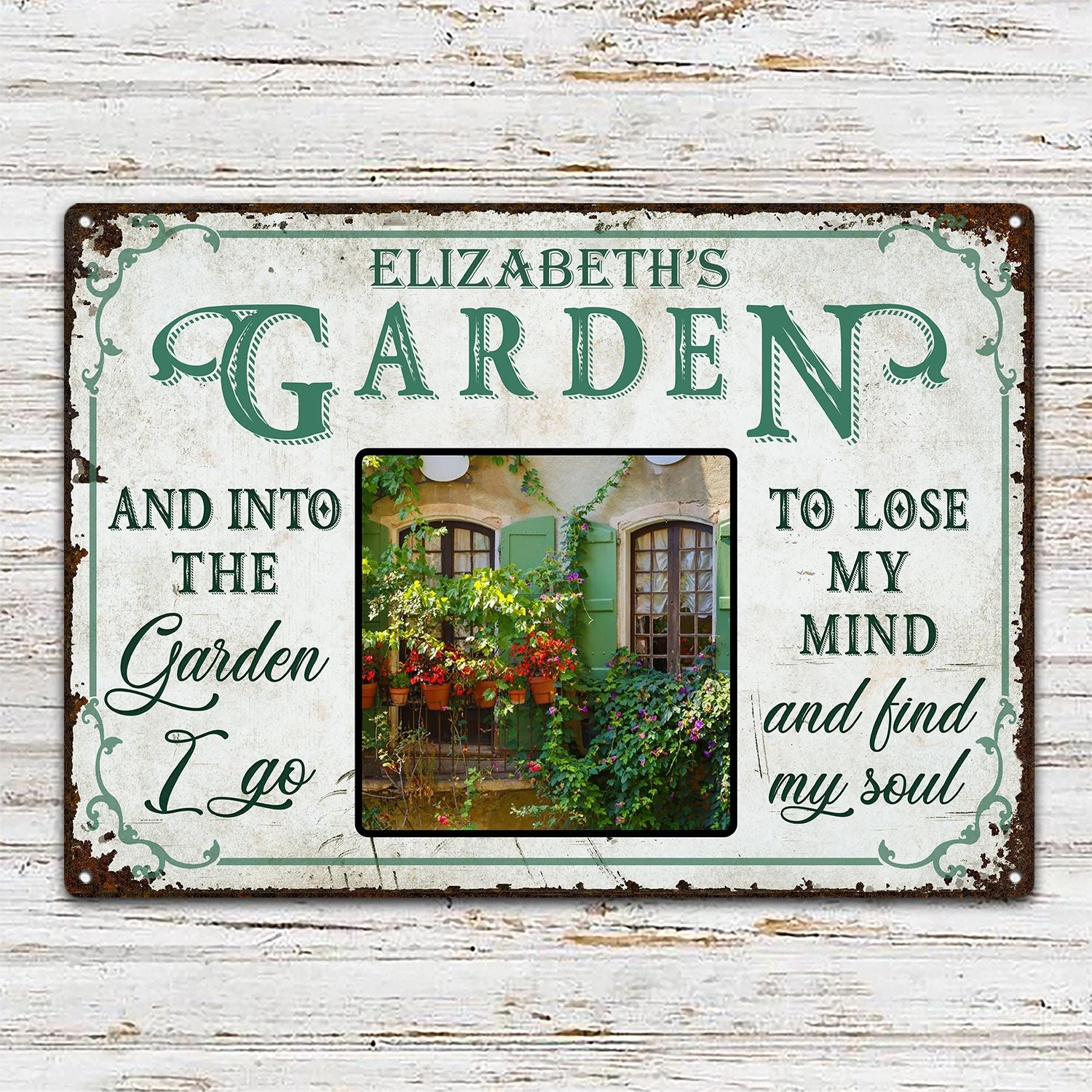 Custom Photo And Into The Garden I Go To - Outdoor Decor For Garden Lovers - Personalized Classic Metal Signs - Image 2