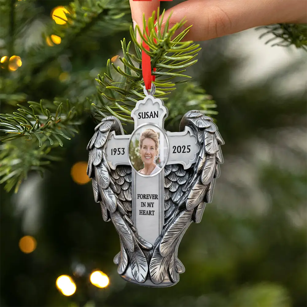 Custom Photo Angel Wings Are Always With You - Personalized Metal Ornament - Image 2