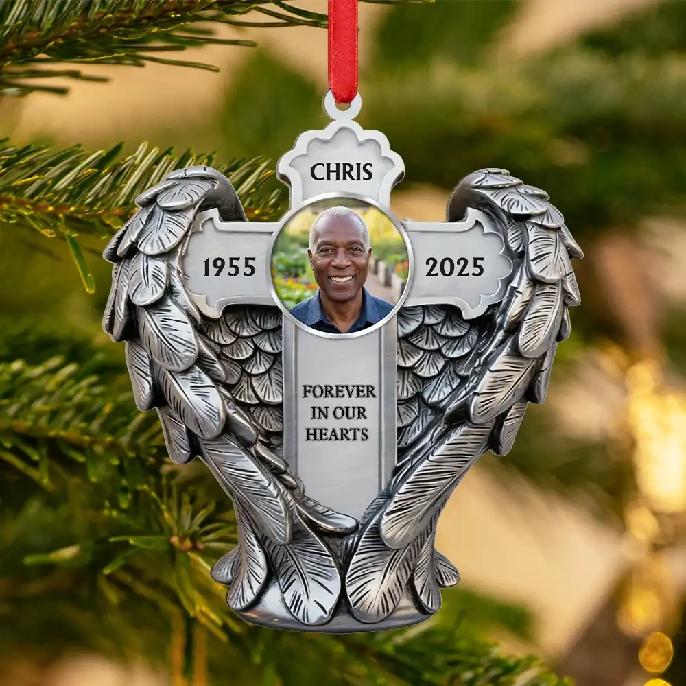 Custom Photo Angel Wings Are Always With You - Personalized Metal Ornament - Image 3