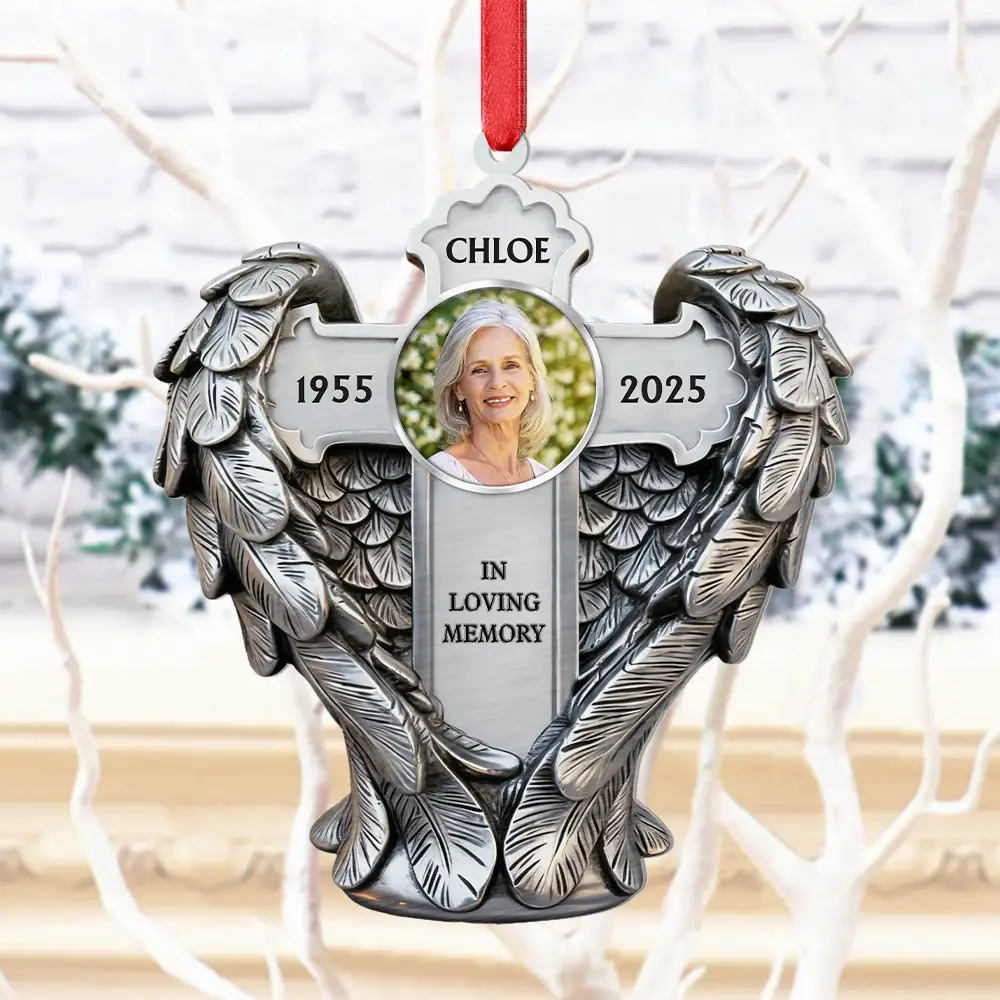 Custom Photo Angel Wings Are Always With You - Personalized Metal Ornament - Image 4