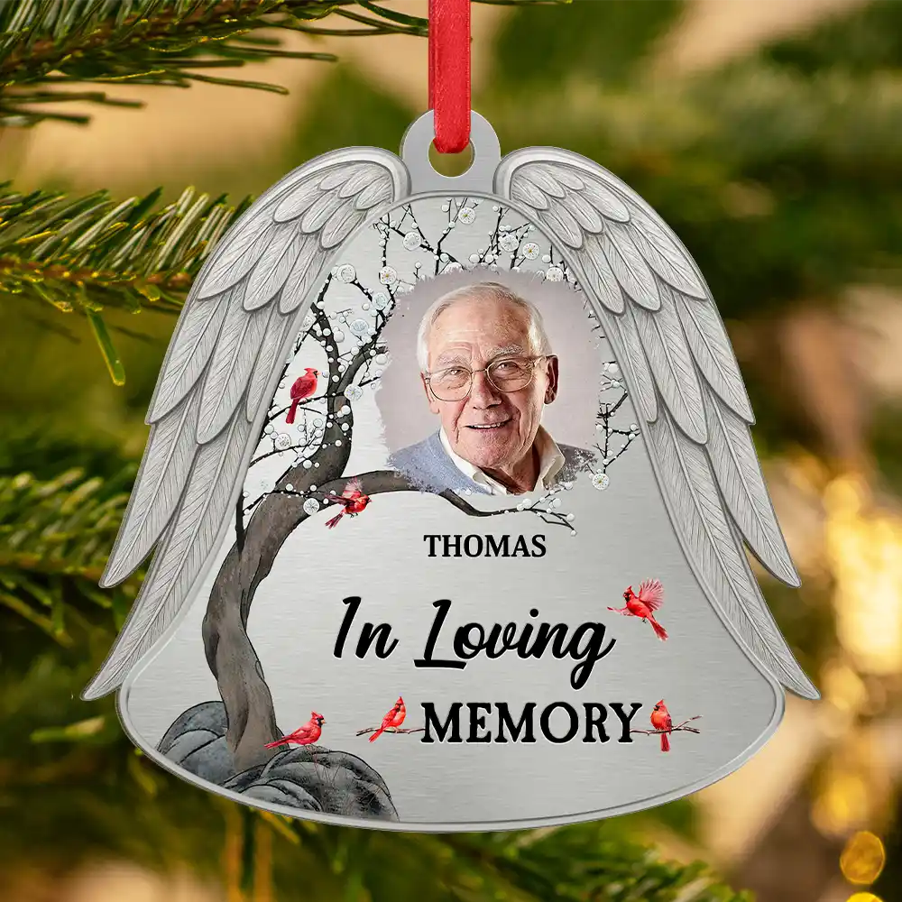 Custom Photo Angel Wings Were Ready But My Heart Was Not - Personalized Metal Ornament - Image 3