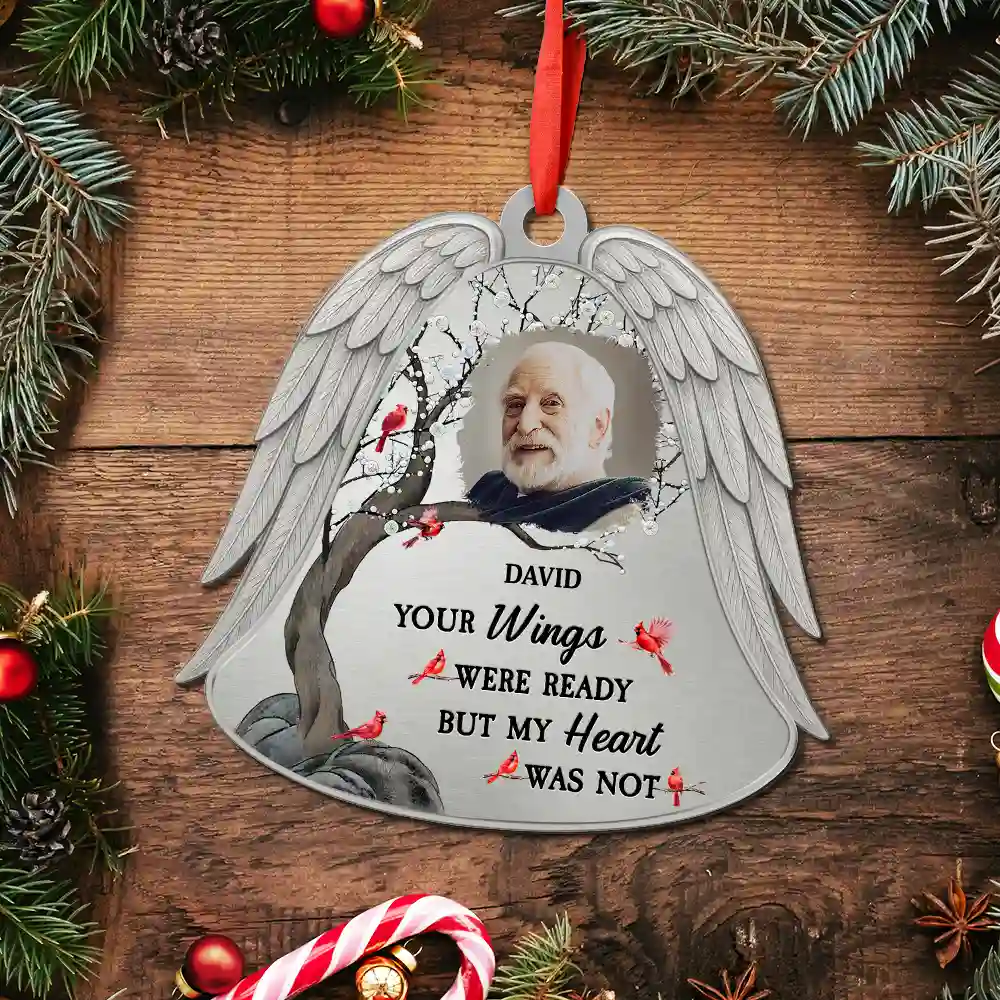 Custom Photo Angel Wings Were Ready But My Heart Was Not - Personalized Metal Ornament - Image 5