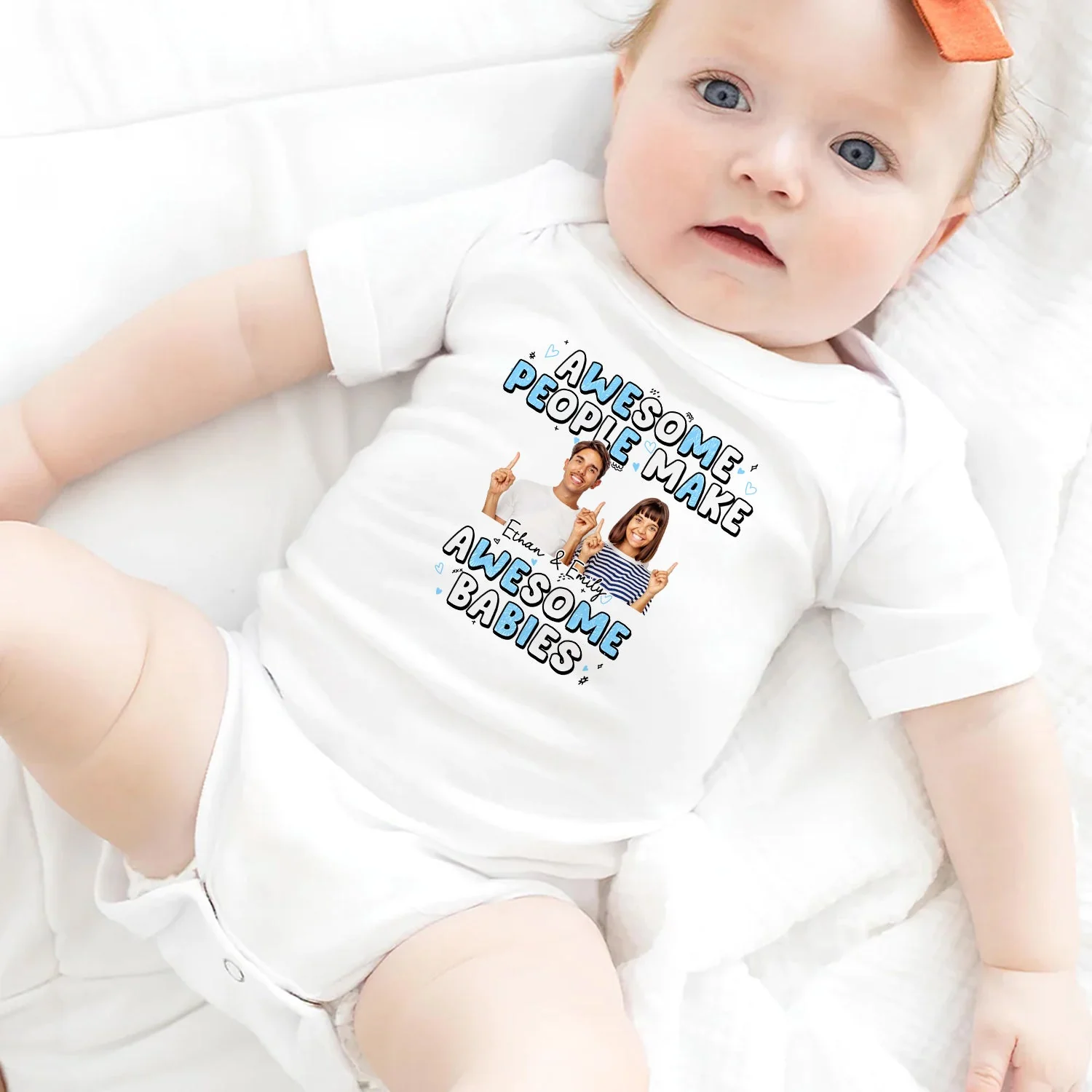 Custom Photo Awesome People - Gift For Newborn Baby - Personalized Baby Onesie - Image 6