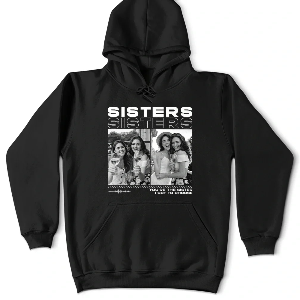 Custom Photo B&W Besties Sisters Partners In Crime - Personalized T Shirt - Image 5