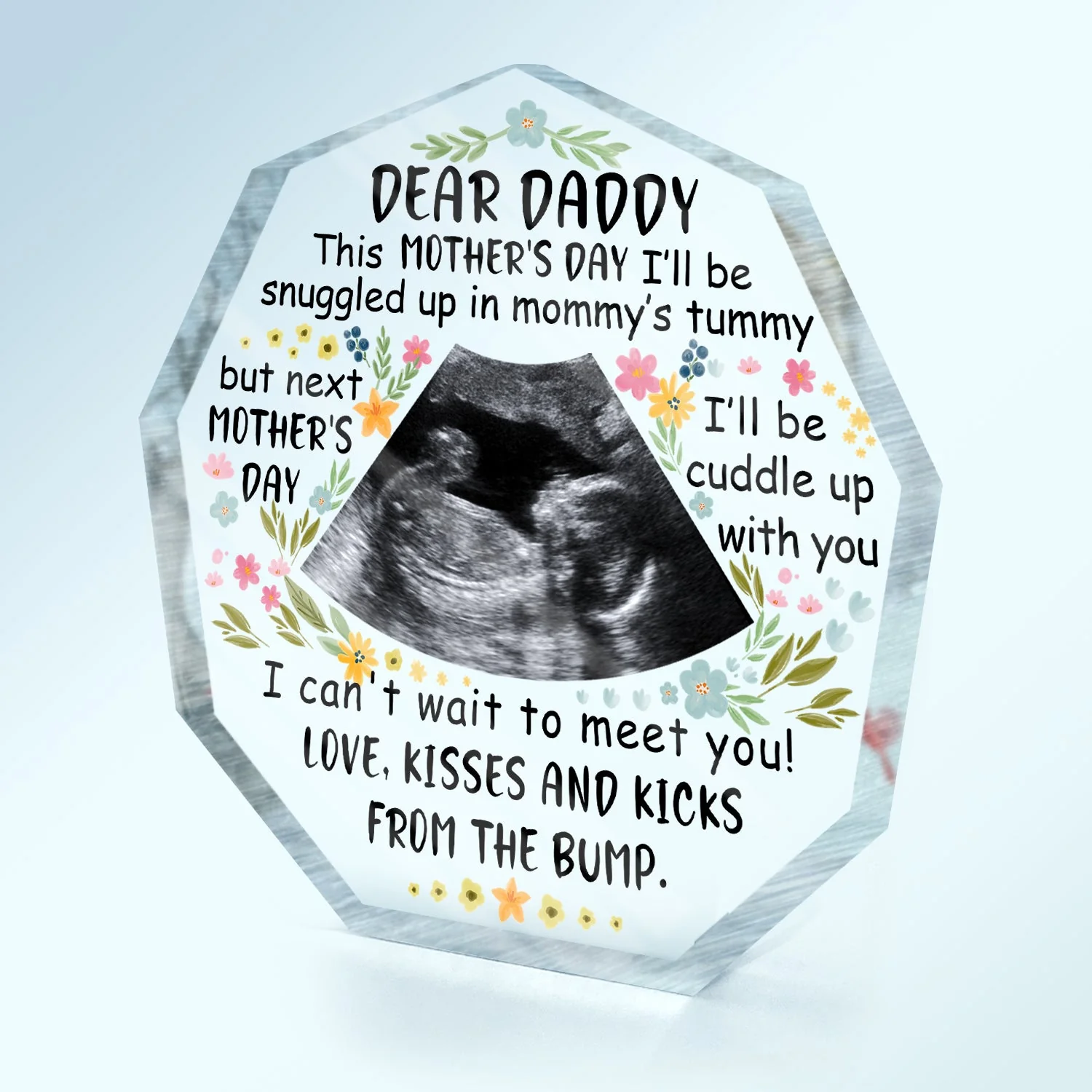 Custom Photo Baby Bump To Daddy Mommy - Holiday, Loving Gift For Mom, Dad, New Parents - Personalized Nonagon Shaped Acrylic Plaque - Image 2