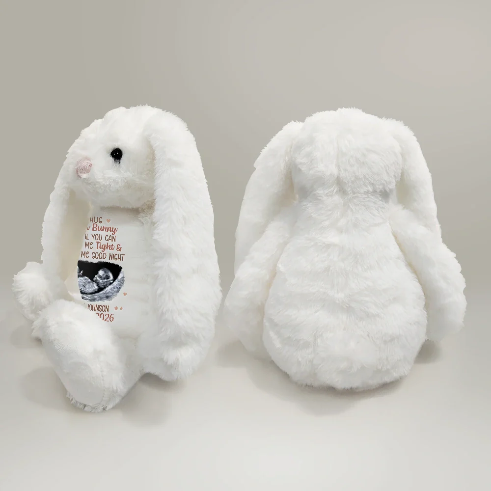 Custom Photo Baby Expecting Hug This Bunny Untill You Can Hold Me Tight - Personalized Soft Toy Bunny - Image 4
