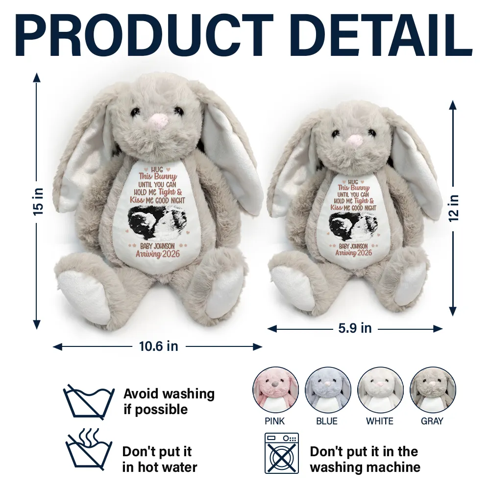 Custom Photo Baby Expecting Hug This Bunny Untill You Can Hold Me Tight - Personalized Soft Toy Bunny - Image 5