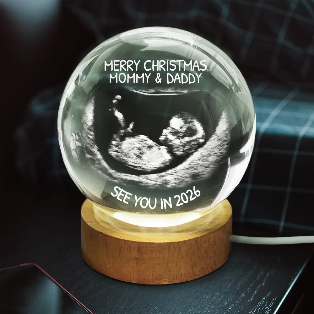 Custom Photo Baby Expecting See You In 2026 - Personalized Crystal Globe Lamp - Image 3