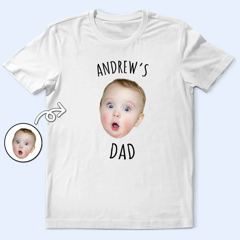 Custom Photo Baby Face Kid Face This Dad Belongs To - Personalized T Shirt - Image 2
