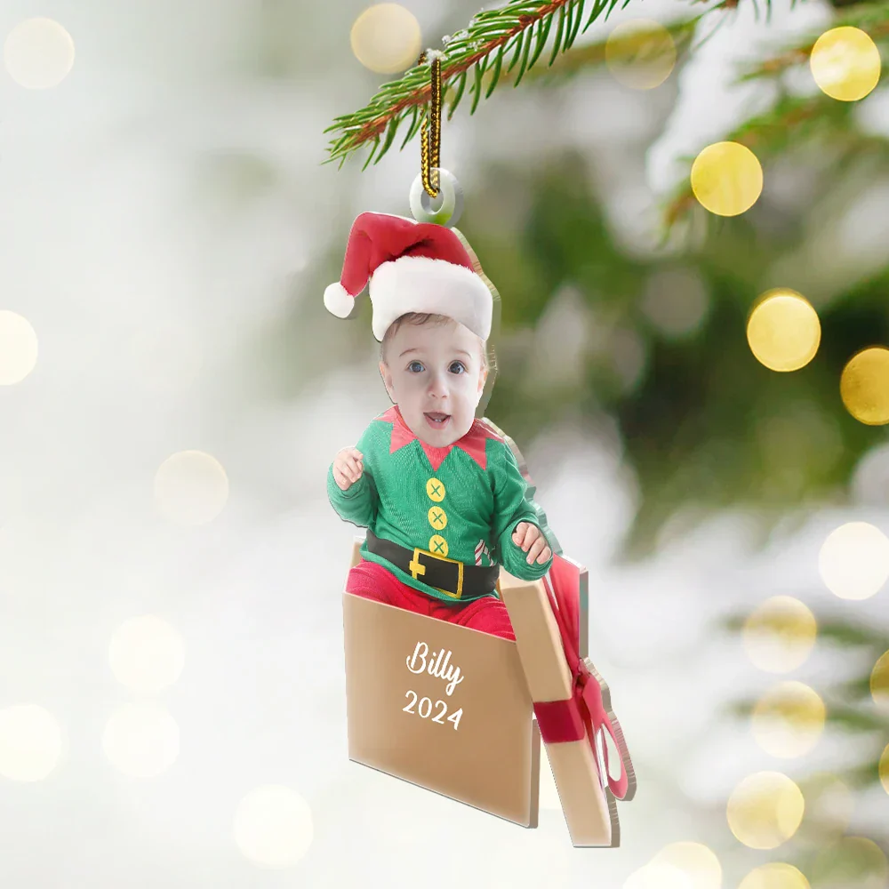 Custom Photo Baby In Box - Personalized Cutout Acrylic Ornament - Image 3