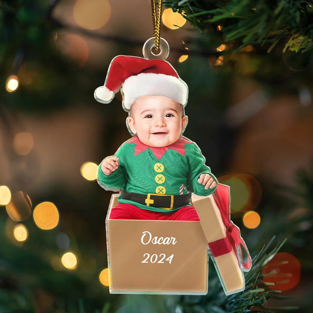 Custom Photo Baby In Box - Personalized Cutout Acrylic Ornament - Image 4