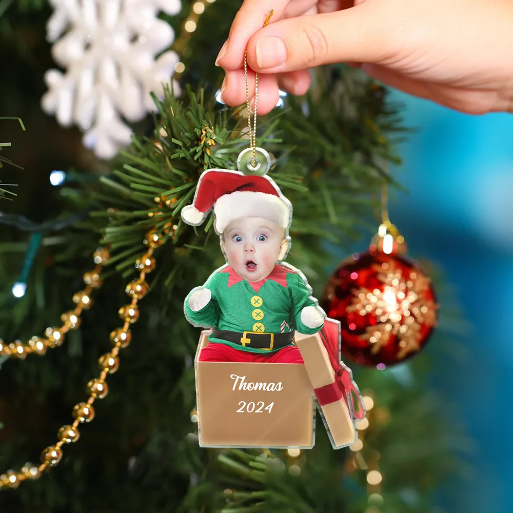 Custom Photo Baby In Box - Personalized Cutout Acrylic Ornament - Image 5