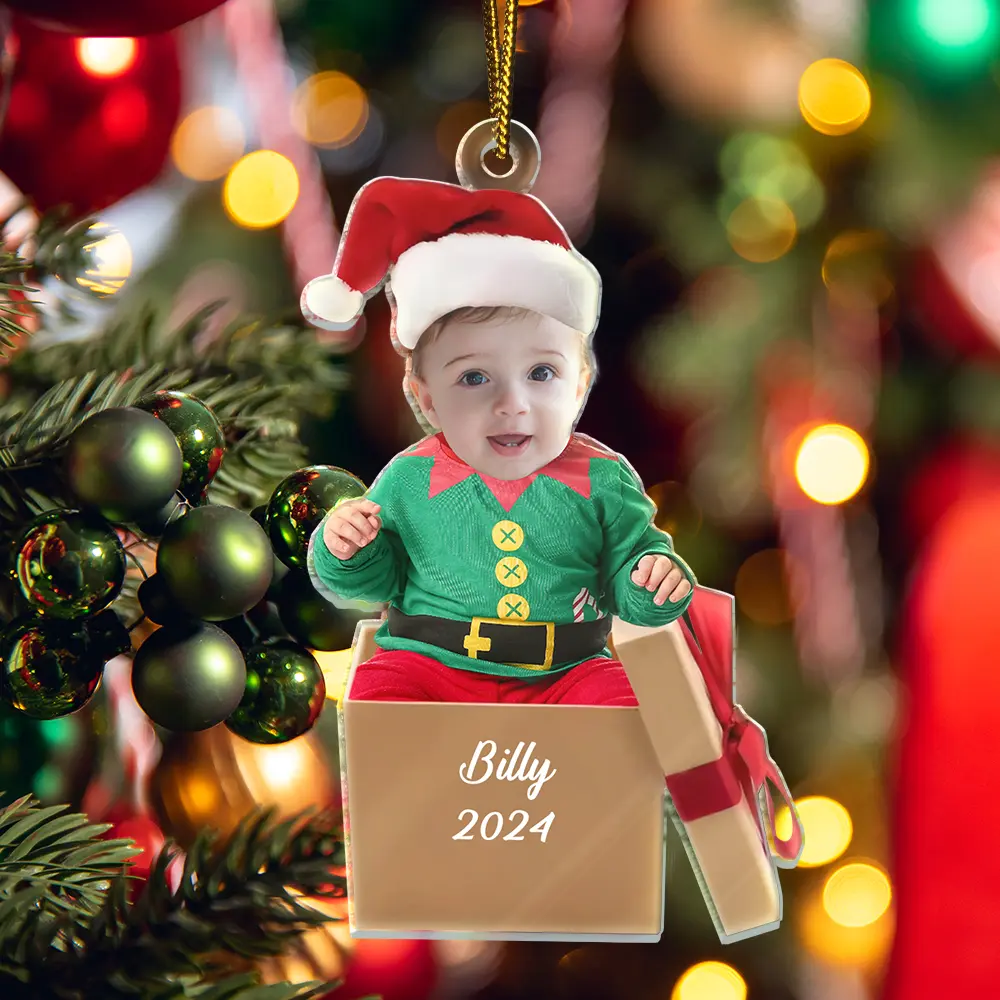 Custom Photo Baby In Box - Personalized Cutout Acrylic Ornament - Image 6