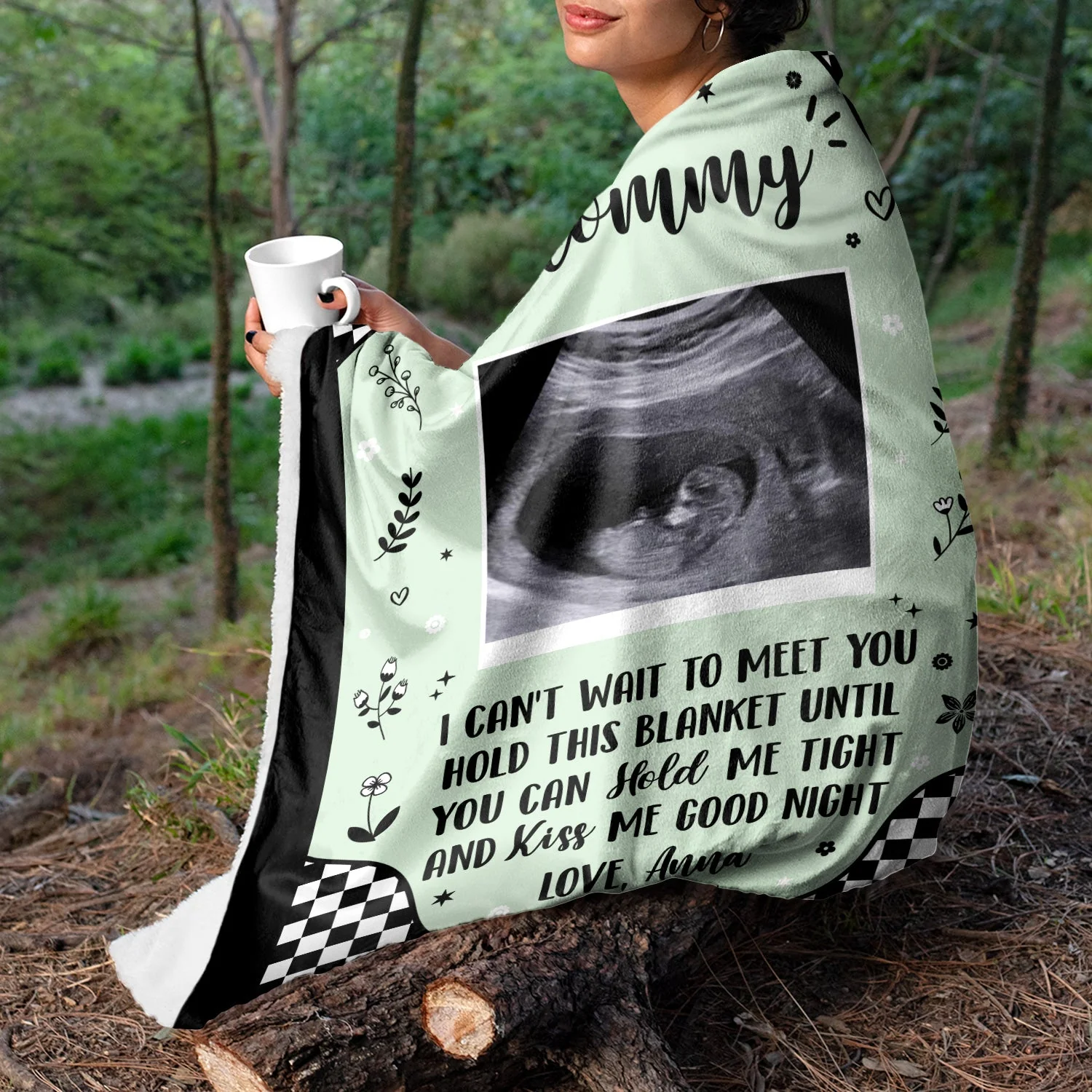 Custom Photo Baby Ultrasound Until You Can Hold Me - Gift For Mother & Father - Personalized Fleece Blanket, Sherpa Blanket - Image 5