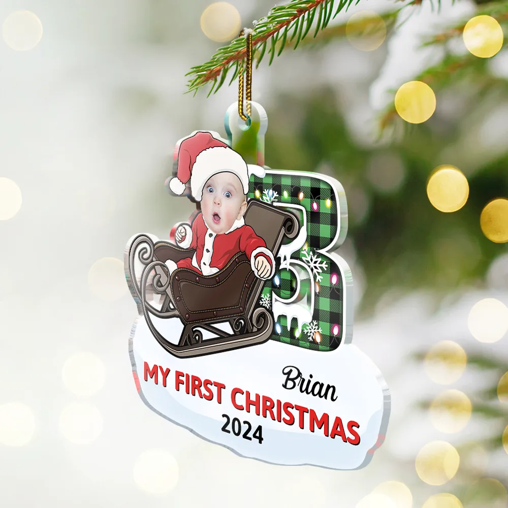 Custom Photo Baby's First Christmas Costumes - Personalized Cutout Acrylic Ornament - Image 3