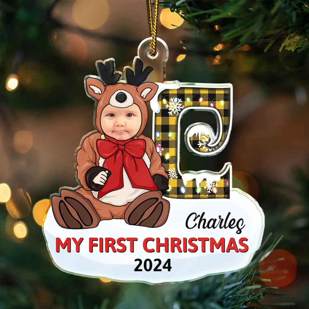 Custom Photo Baby's First Christmas Costumes - Personalized Cutout Acrylic Ornament - Image 4
