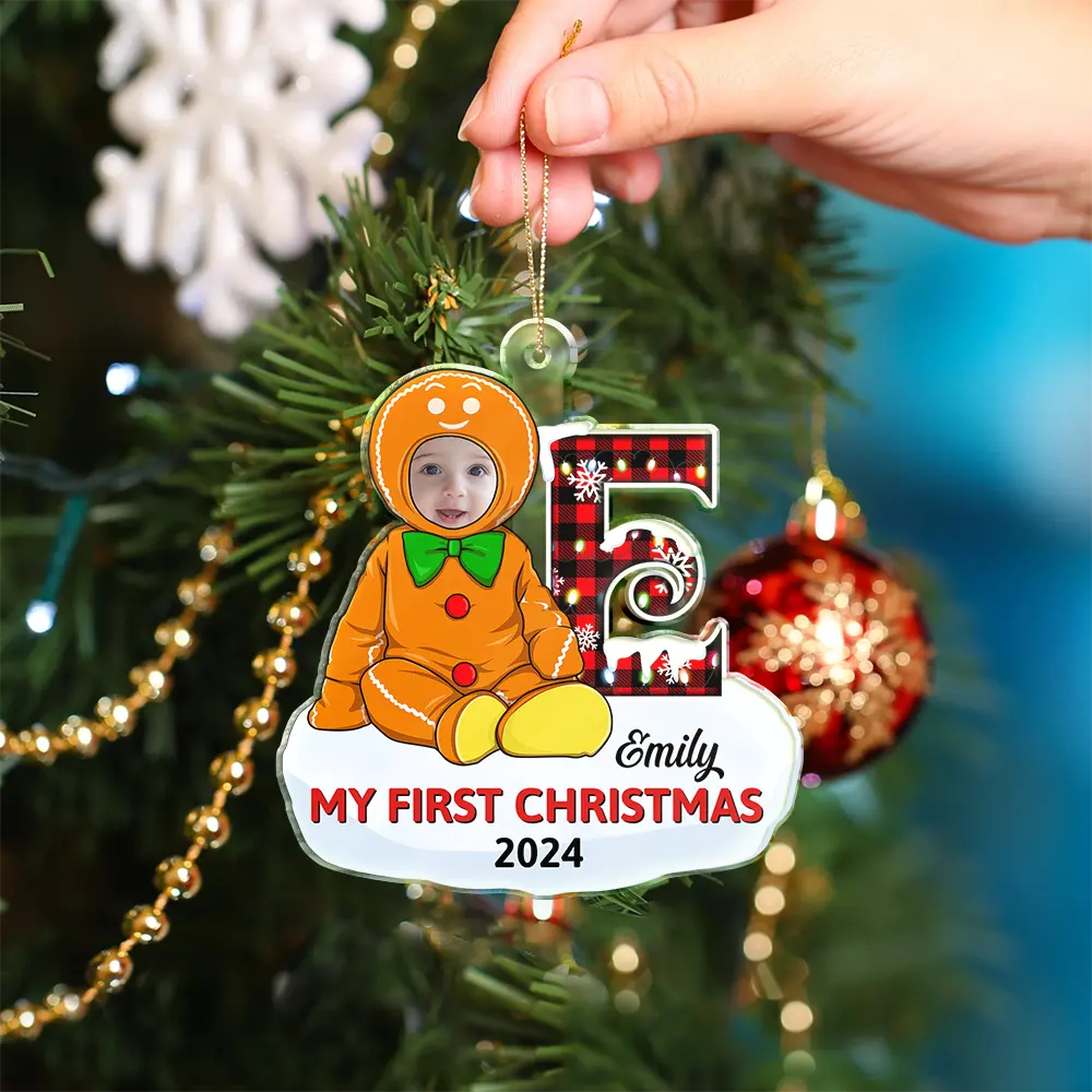 Custom Photo Baby's First Christmas Costumes - Personalized Cutout Acrylic Ornament - Image 5