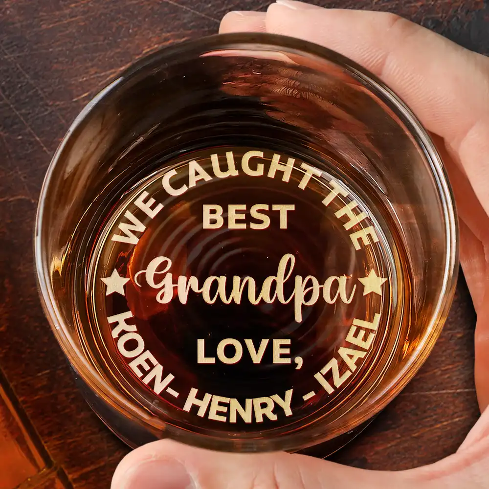 Custom Photo Baseball Fishing We Caught The Best Dad Papa - Personalized Engraved Whiskey Glass - Image 3