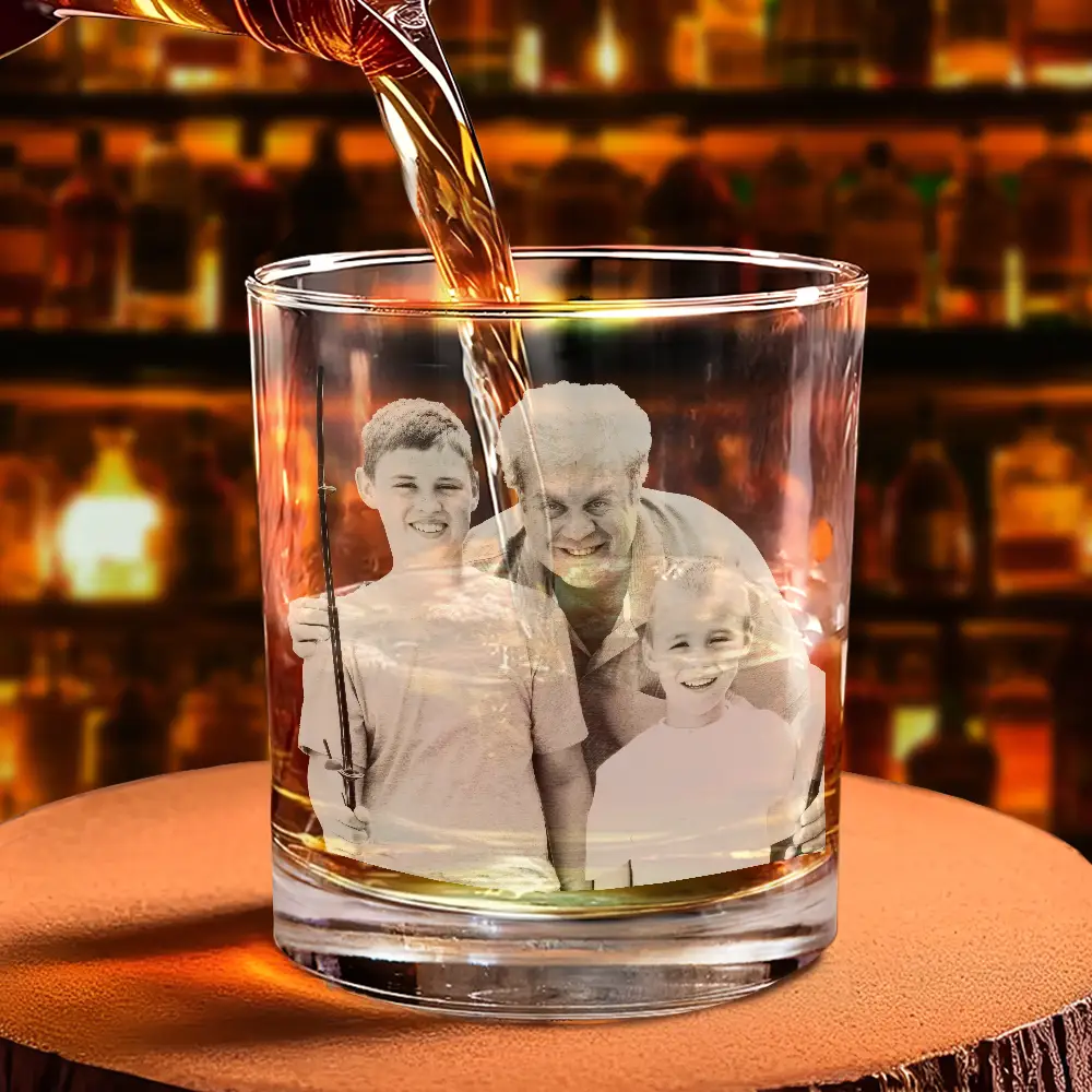 Custom Photo Baseball Fishing We Caught The Best Dad Papa - Personalized Engraved Whiskey Glass - Image 6