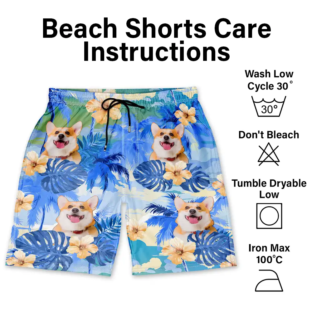Custom Photo Beach Summer Tropical Fun Face Vacation Vibe - Personalized Unisex Beach Shorts - Image 7