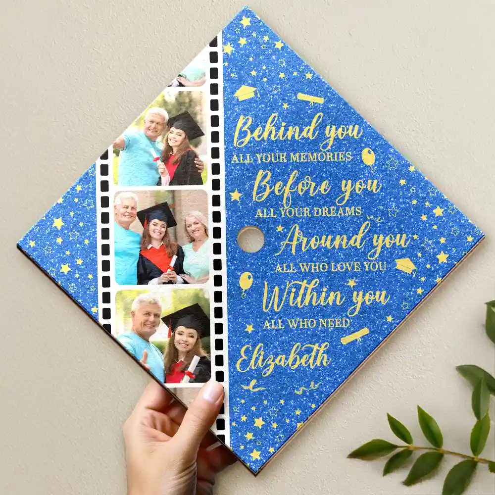 Custom Photo Behind You All Memories - Personalized Graduation Cap Topper - Image 2