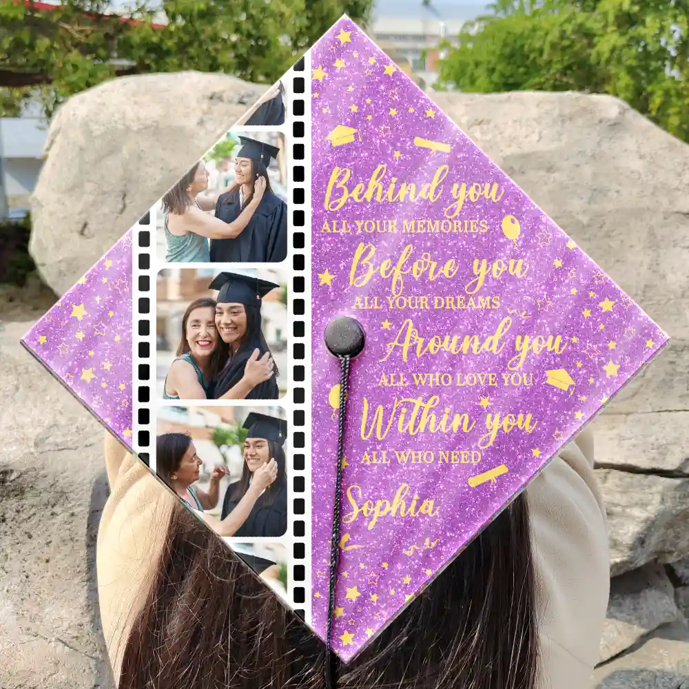 Custom Photo Behind You All Memories - Personalized Graduation Cap Topper - Image 3