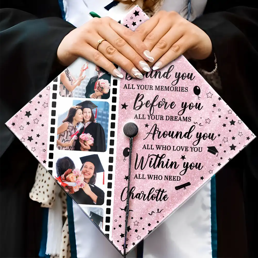 Custom Photo Behind You All Memories - Personalized Graduation Cap Topper - Image 4
