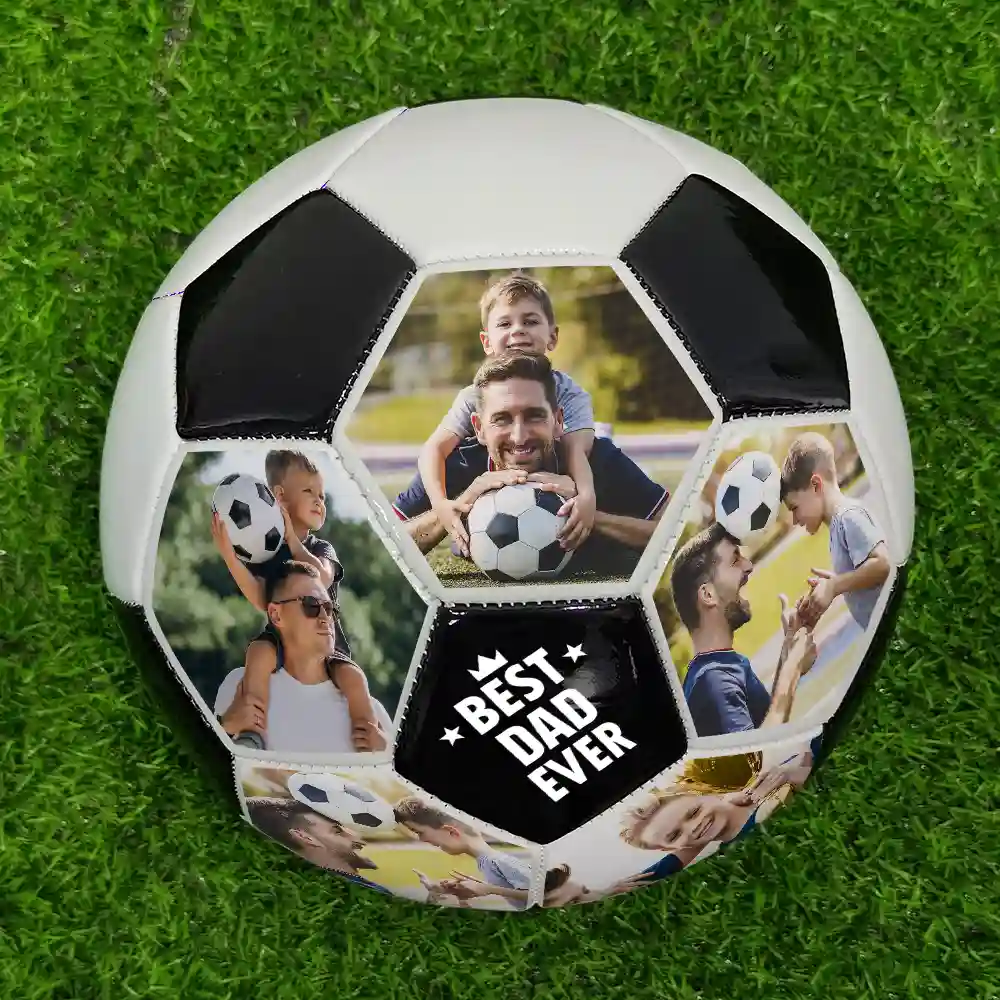 Custom Photo Best Coach Ever Best Dad Ever - Personalized Soccer Ball - Image 2